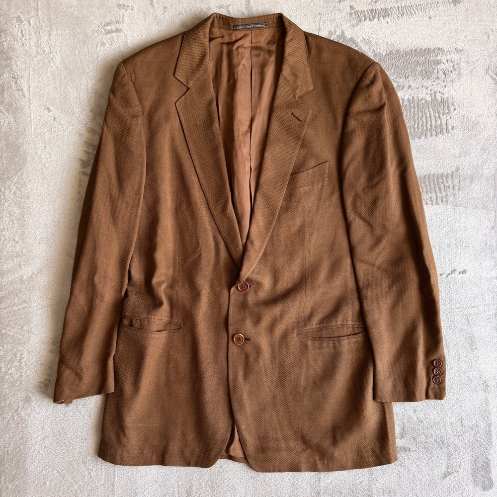 Vintage Ermenegildo Zegna Soft Mens Brown Textured Blazer Sport Coat 46